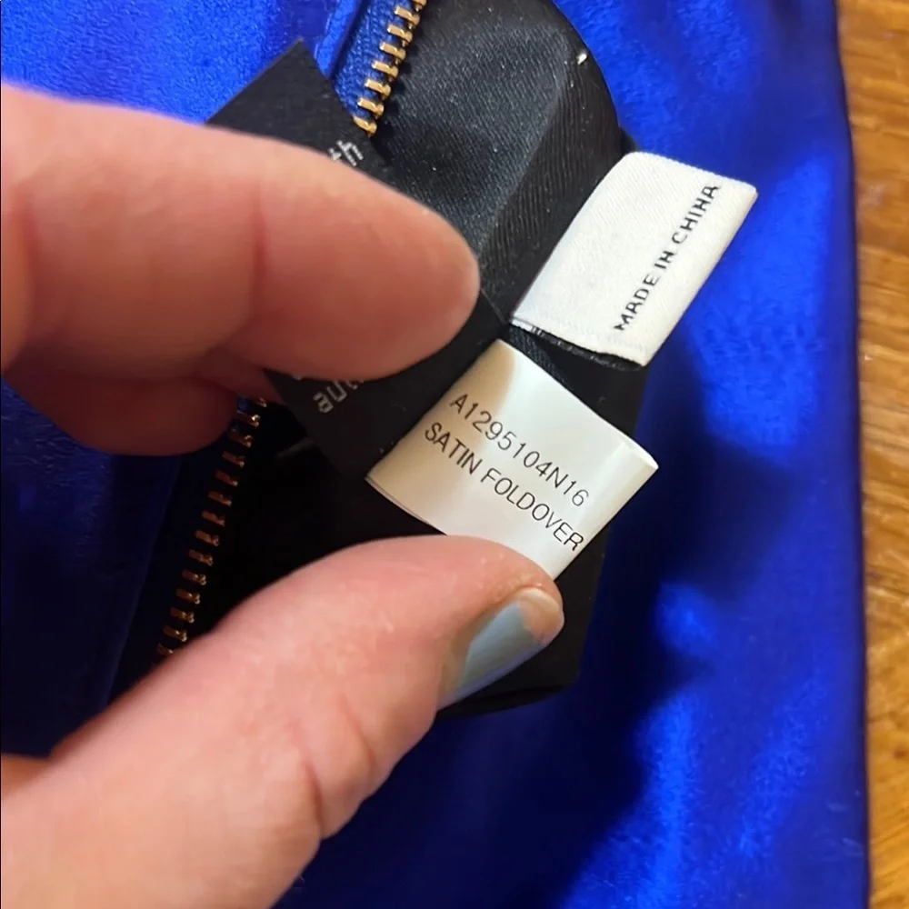 Diane Von Furstenberg Vibrant‎ Blue Satin Clutch with Gold Zipper Party Wedding
